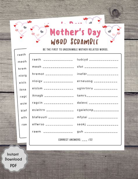 mother's day games|20 Free Printable Mother's Day Games .